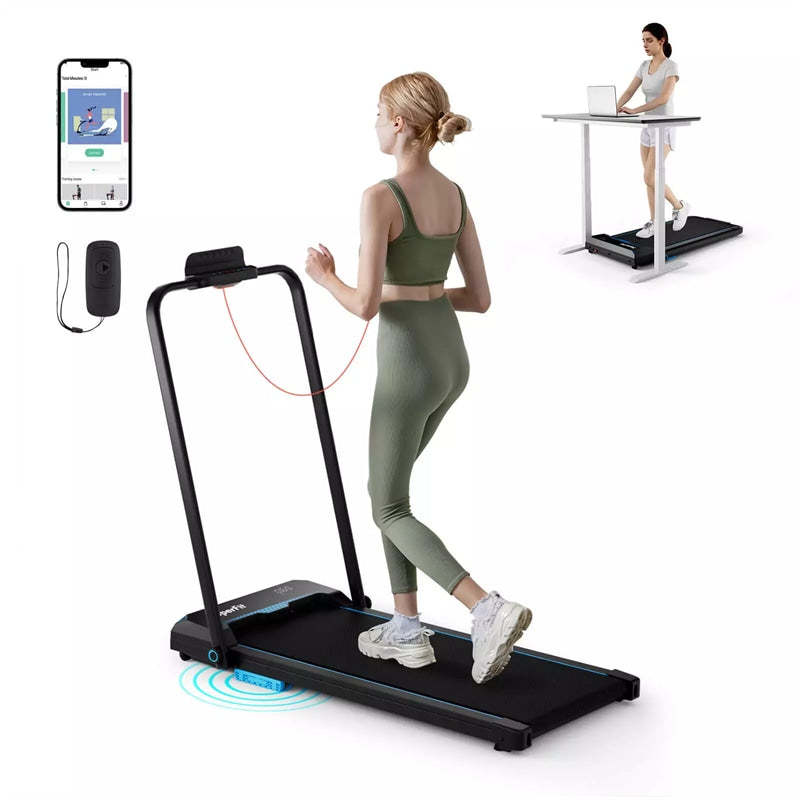 3-in-1 Folding Treadmill, 2.5HP Walking Pad & Under Desk Treadmill 340LB Capacity w/ Handlebar, LED Display, Remote, App Control for Home Office