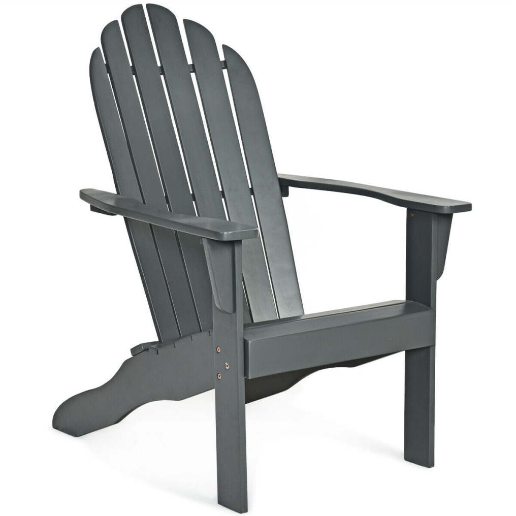 Outdoor Wooden Adirondack Chair, Acacia Wood Patio Lounge Armchair with Slatted Seat & 350lbs Capacity, Weather Resistant Deck Fire Pit Chair