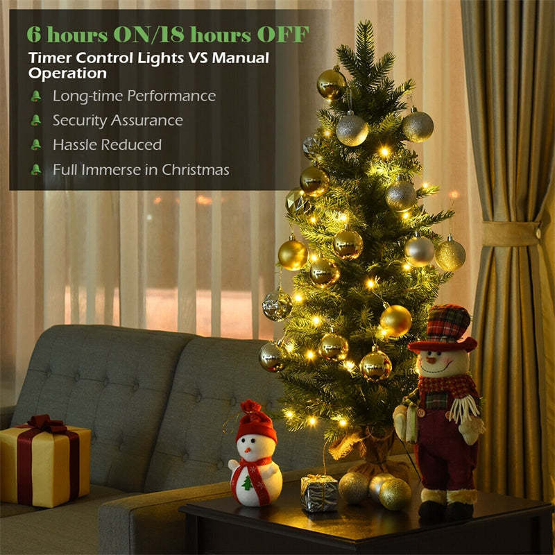 3 Ft Pre-lit Battery Operated Tabletop Christmas Tree with LED Lights