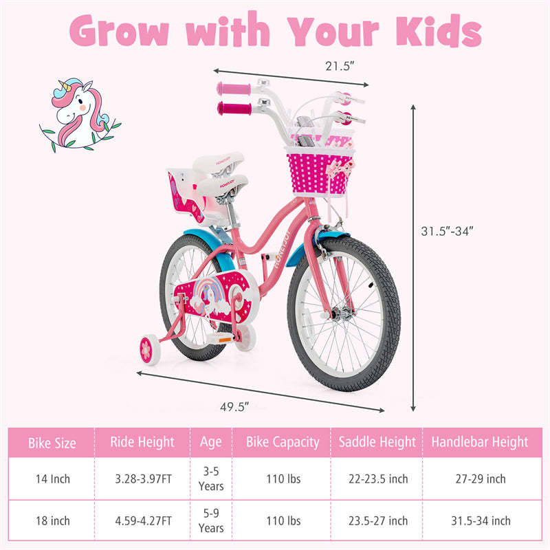 18 Inch Bike Sizing For Girls 18 Inch Girls Pink Bicycle Kids Bike