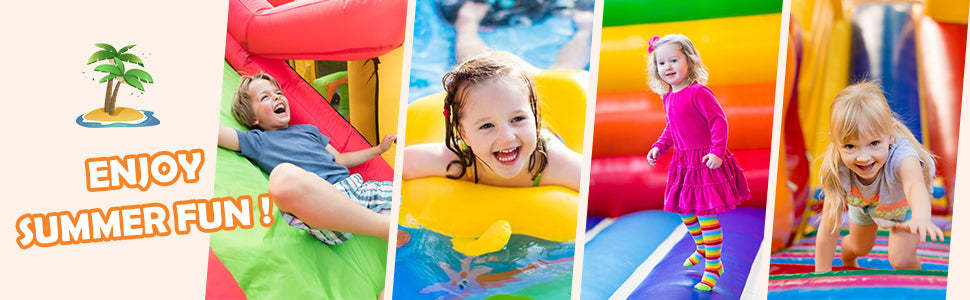 6 in 1 Kids Inflatable Water Slide Jumping Castle Splash Pool without Blower