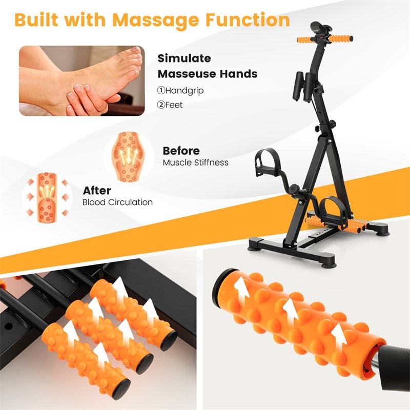 Pedal Exercise Bike for Seniors, Adjustable Arm/Leg/Knee Rehab Machine with Massage & LCD Monitor, Total Body Home Exercise Equipment for Elderly