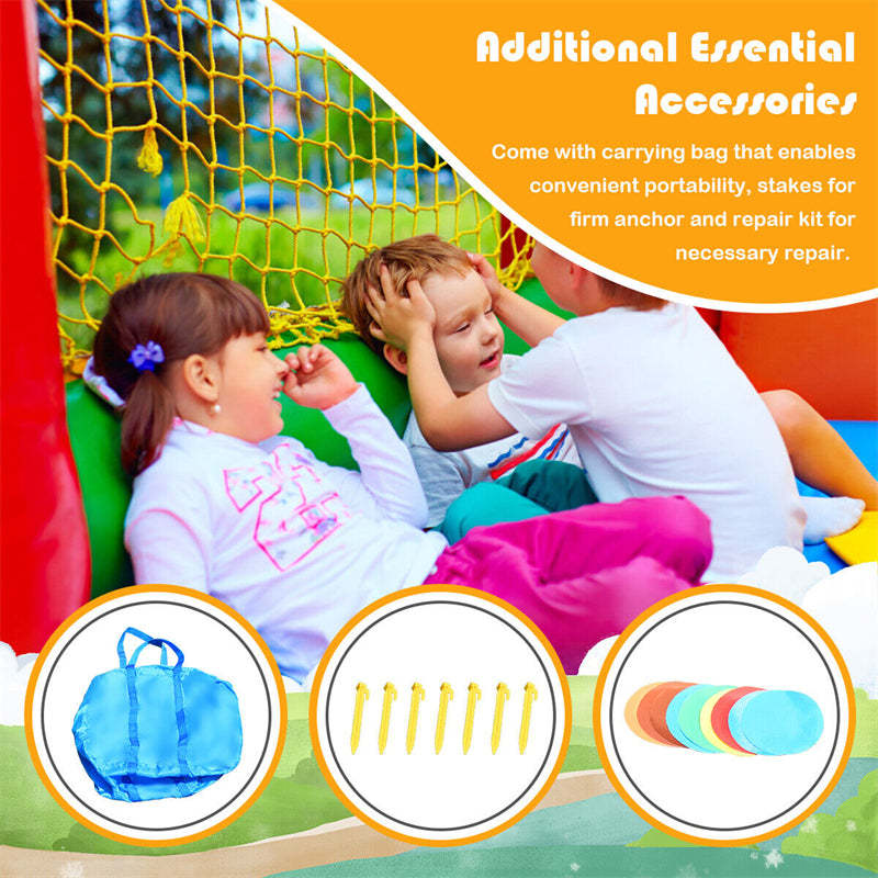 Inflatable Water Slide Kids Giant Bouncy Castle Water Park with Long Slide, Jumping & Play Areas, 480W Air Blower for Outdoor Indoor Fun