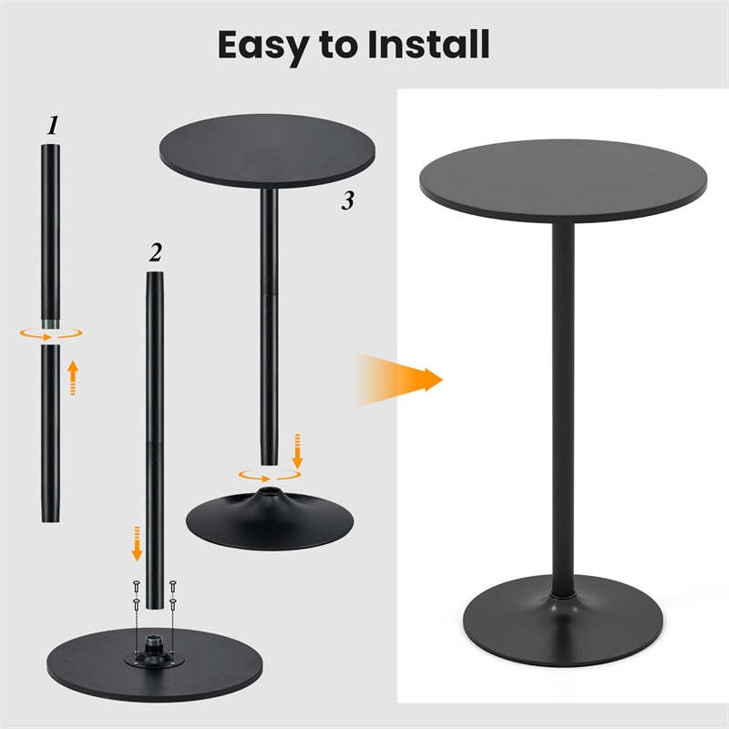 2PCS 2-in-1 Bar Table with Detachable Pole, Metal Base, Convertible 40"/22" Height, Cocktail Table, Round Pub Table for Living Room, Restaurant