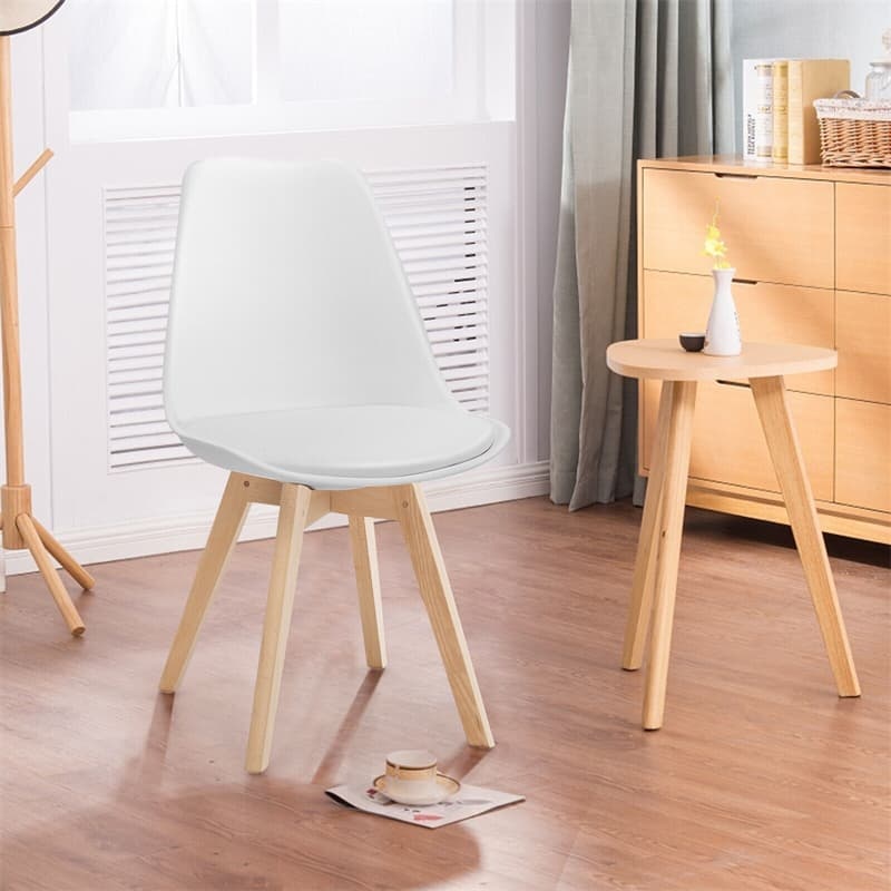 Set of 4 Modern Dining Chairs High Back Kitchen Chairs Mid Century Tulip Side Chairs with Padded Seats & Solid Wood Legs