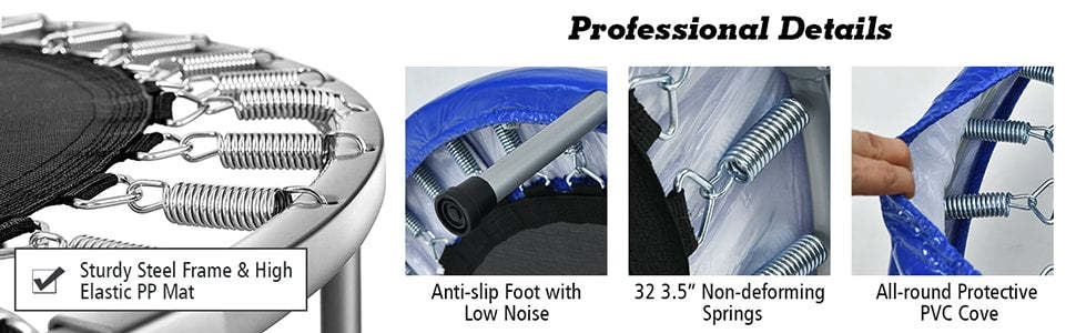 38" Mini Folding Exercise Trampoline Fitness Rebounder with Padding and Springs