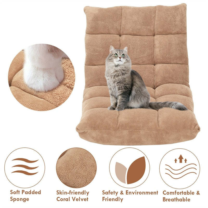 14-Position Adjustable Floor Chair, Folding Sofa Chair with Back Support, Floor Gaming Recliner for Living Room, Meditation, Reading