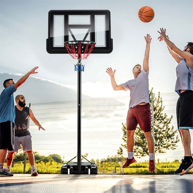 Portable Basketball Hoop 4.25-10FT Height Adjustable with 44" Shatterproof Backboard, All-Weather Basketball Goal System for Driveway, Kids & Adults