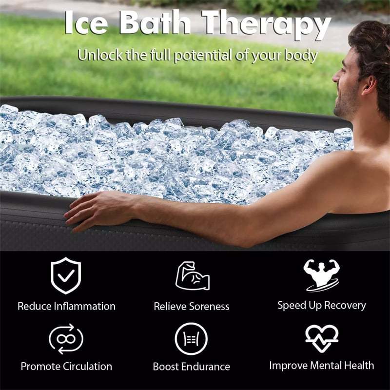 XL 129 Gal Oval Ice Bath Tub with Cover, Pump, Backpack, Portable Inflatable Cold Plunge Tub for Cold & Hot Therapy, Indoor/Outdoor Use
