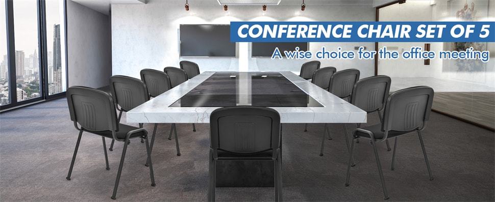 5-Pack Stackable Conference Chairs Office Guest Chairs Reception Chairs with Metal Frames & Padded Cushions