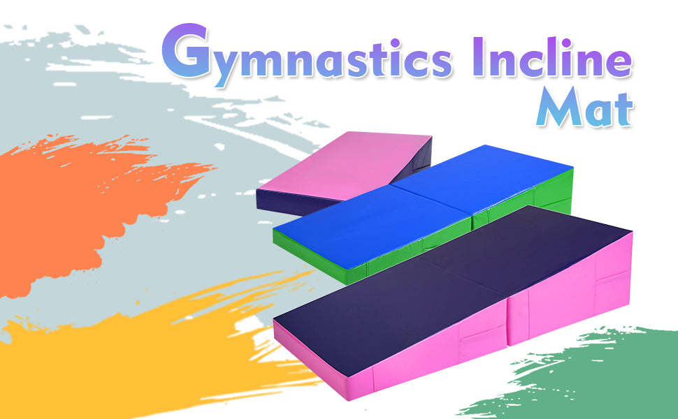 Tumbling Mat Folding Gymnastics Wedge Mat Incline Cheese Mat for Home Exercise Kids Play