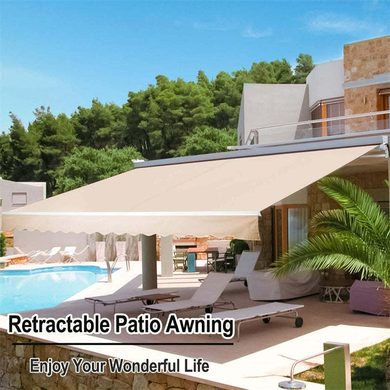 10’ x 8’ Retractable Patio Awning Outdoor Shade with Crank Handle