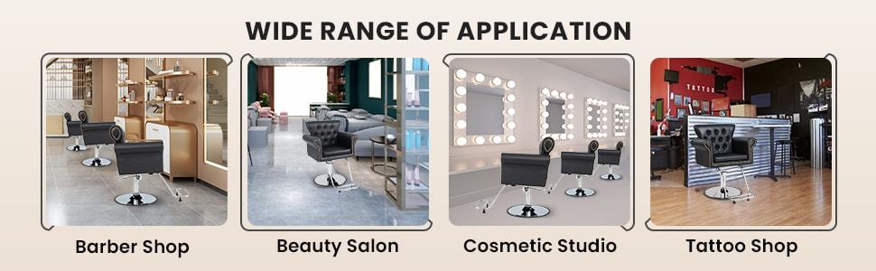 Classic Salon Styling Chair Heavy-Duty Hydraulic Barber Chair Height Adjustable Swivel Makeup Hair Salon Chair with Rivets Decoration