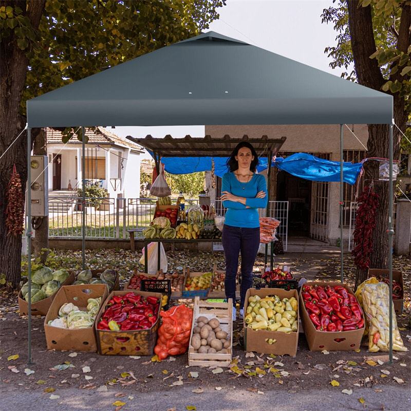 10' x 10' Pop Up Canopy Tent Easy Set-up Instant Canopy Outdoor Folding Tent Adjustable Height Sun Shelter with Center Lock & Carry Bag