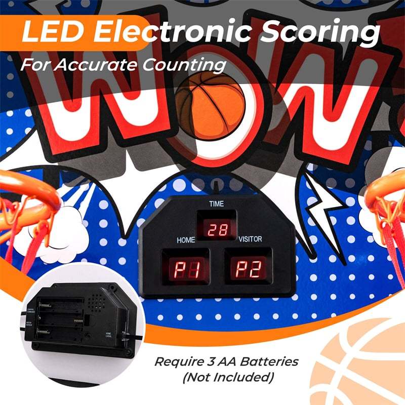 Folding Basketball Arcade Game, Dual Shot Basketball Hoop with 8 Game Modes, 4 Balls, LCD Scoreboard, Air Pump, Indoor Game for Kids & Adults