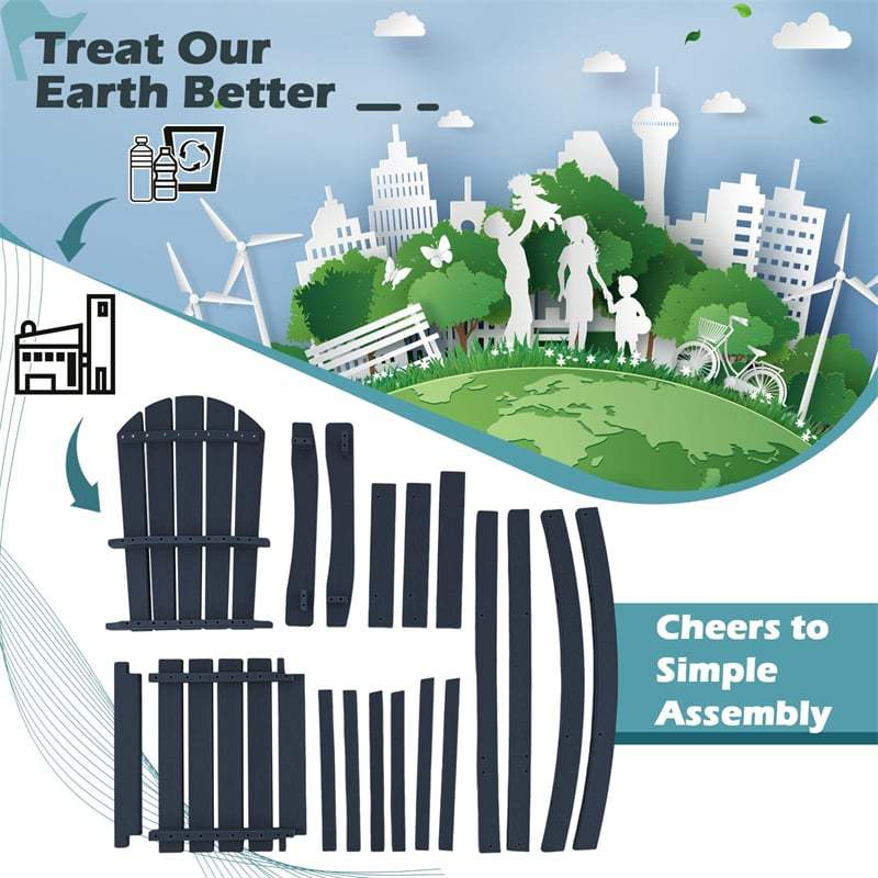 Outdoor HDPE Bar Stool, All-Weather 30" Tall Adirondack Chair with Armrests & Footrest, Bar Height Patio Chairs for Garden Deck Balcony