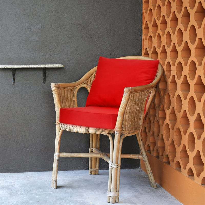 Deep Seat & Back Cushion Set with Rope Ties, Waterproof 6" Thick Indoor/Outdoor Chair Pads for Patio Furniture & Poolside