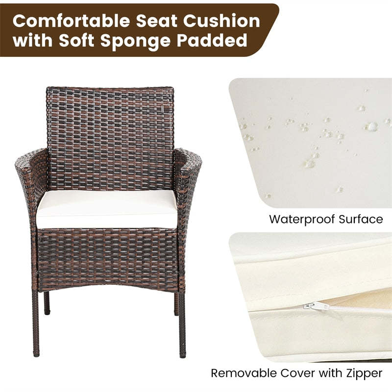 2 Pieces Outdoor Rattan Armchairs Patio Wicker Chair with Removable Cushions