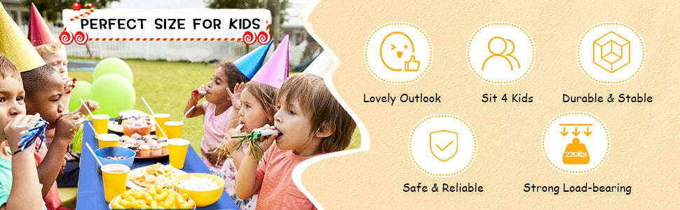 Portable Kids Picnic Table Bench Set Indoor & Outdoor Table Chair Set with Removable Umbrella