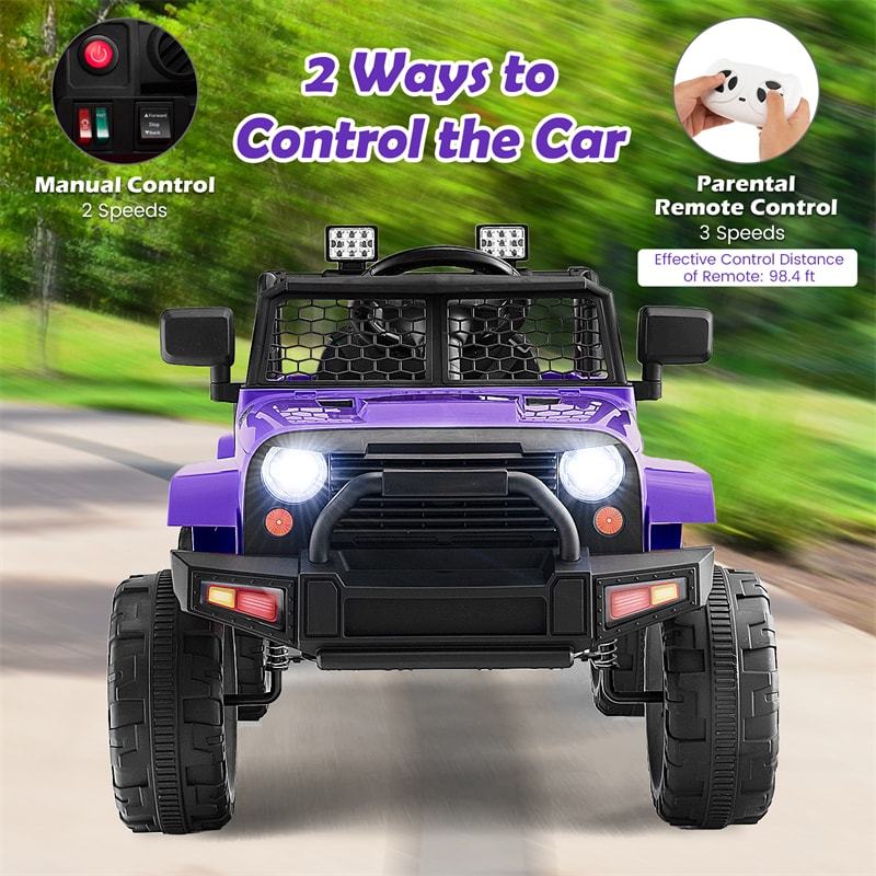 12V Kids Ride-On Truck, Battery Powered Electric Vehicle with Remote Control, Headlights, Music, Ride-On Cars for Boys & Girls