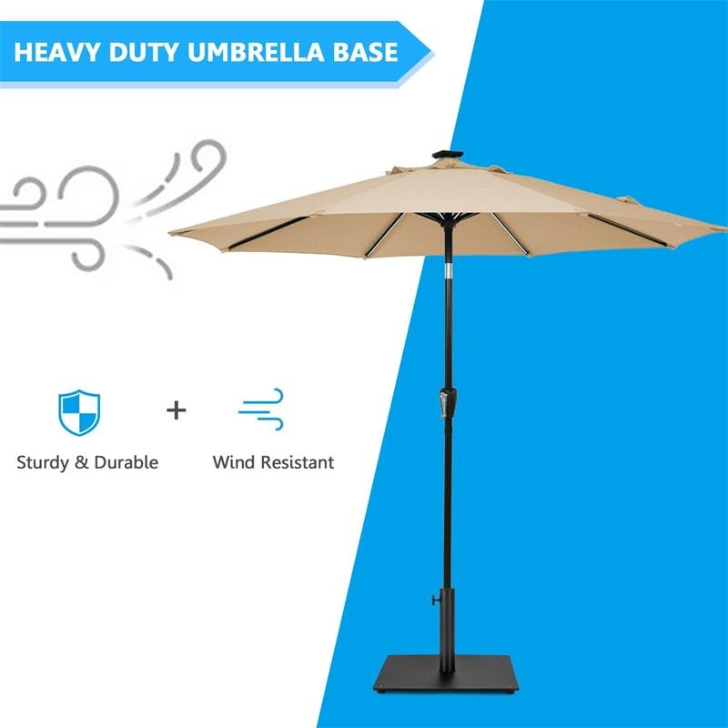 36 lbs Square Patio Umbrella Base Stand with 3 Adapters and Adjustable Foot