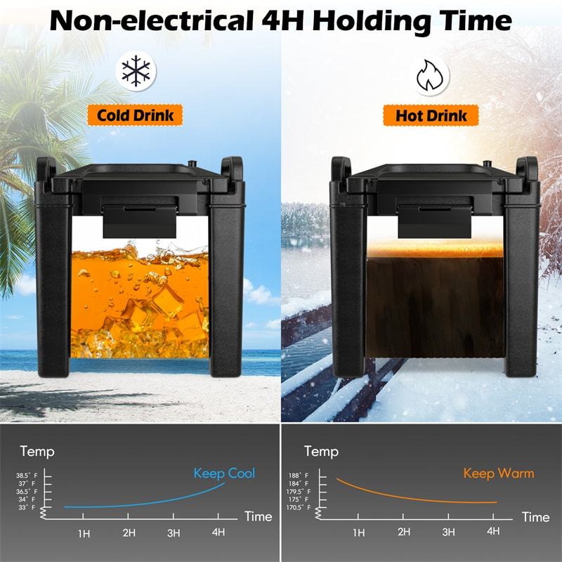 2.5 Gallon Insulated Beverage Dispenser/Server Food-grade Hot & Cold Drink Carrier with Handles & Spring Action Faucet