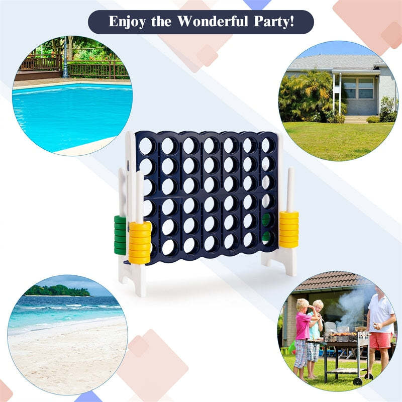 Giant 4-in-A-Row, Jumbo 4-to-Score Lawn Game Set with 42 Rings, Quick-Release Slider, 3.5FT Indoor Outdoor Yard Connect Game for Kids & Adults