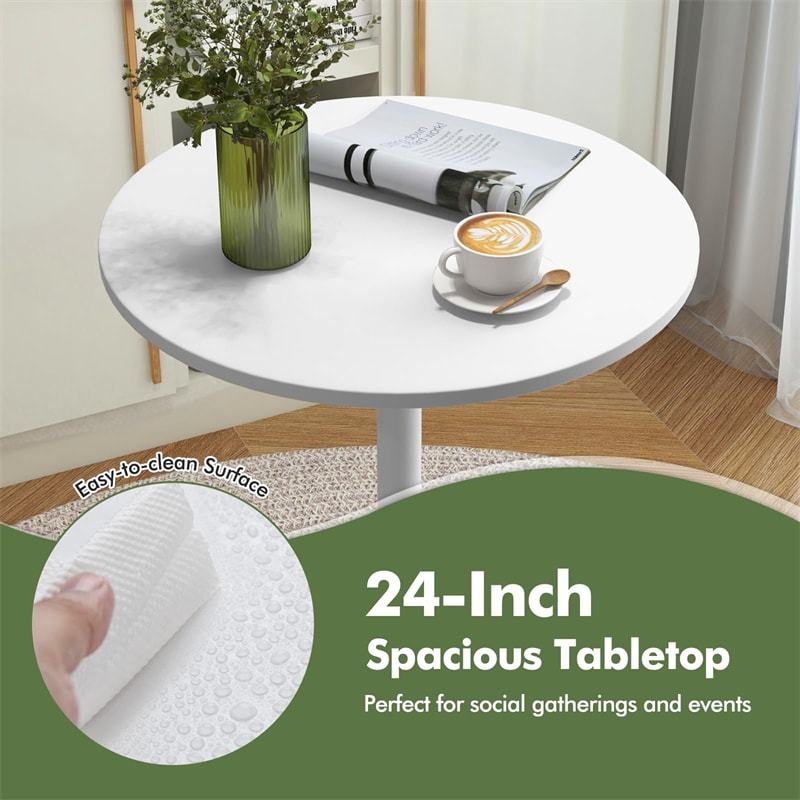 24" Round Pub Table, Height Adjustable Bar Height Cocktail Table with Metal Base, High Top Table for Home Bar, Bistro, Dining Room, Restaurant