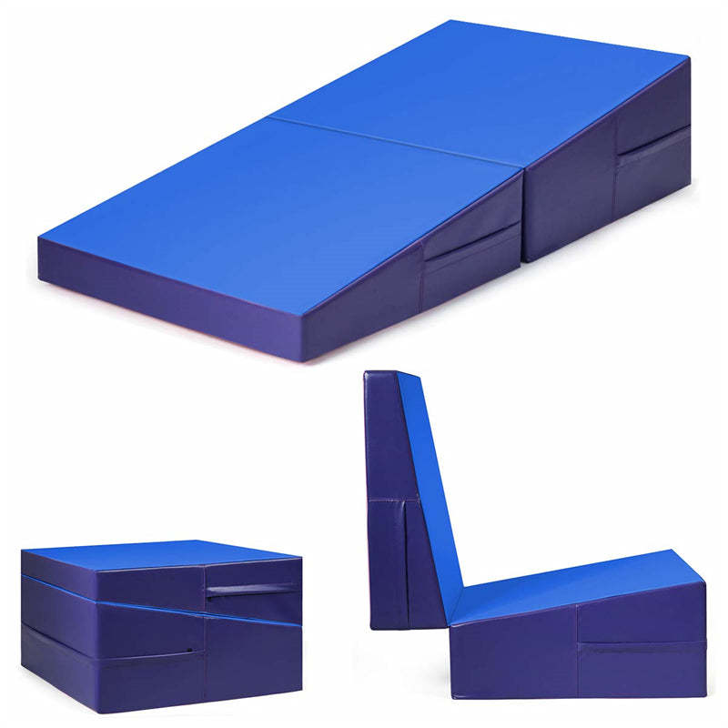 Gymnastics Wedge Mat, Folding & Non-Folding Cheese Wedge Mat for Tumbling, Yoga, Martial, Home Exercise, Incline Mat for Kids Adults