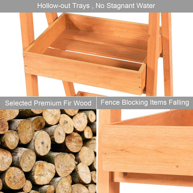 Freestanding Wooden Chalkboard Sign Plant Stand with 3-Tier Display Shelf