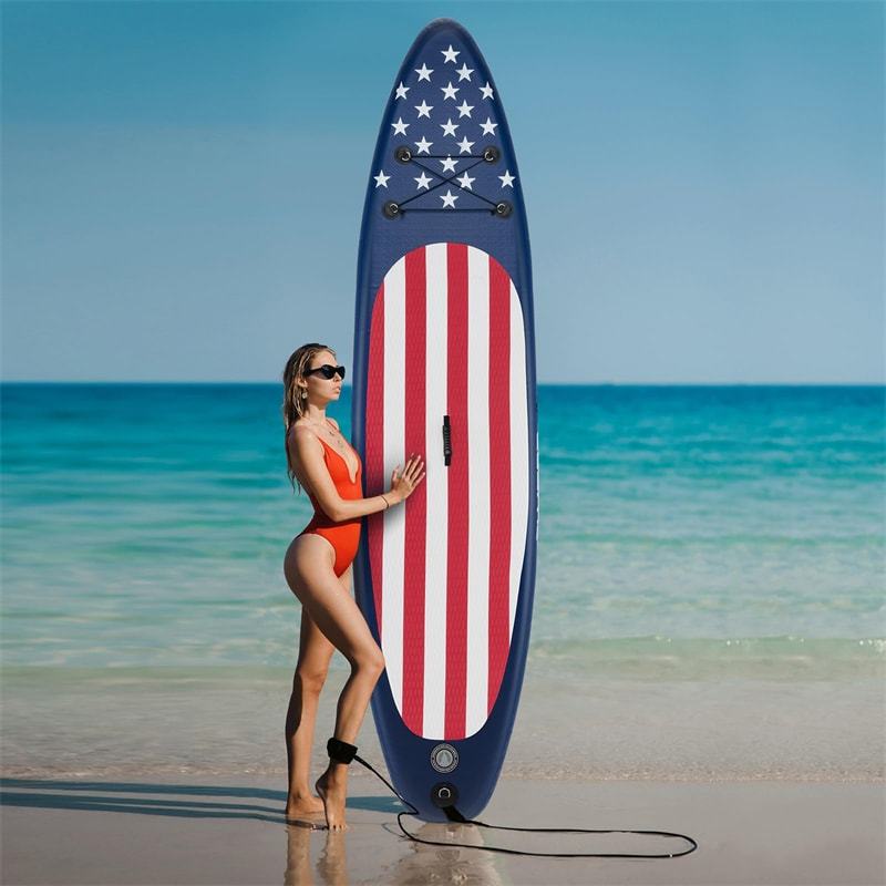10' Inflatable Stand Up Paddle Board, Portable SUP Board with Adjustable Paddle, 5 D Rings, Backpack, Hand Pump, Repair Kit for Youth & Adults
