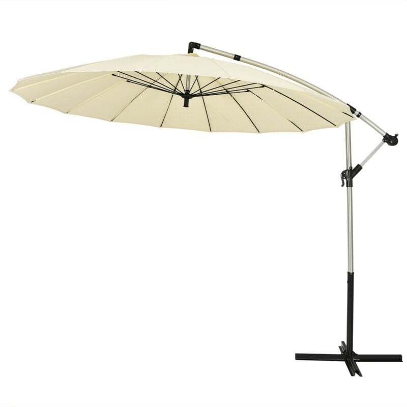 10 Ft Offset Hanging Patio Umbrella, Outdoor Cantilever Umbrella with Crank & Cross Base for Backyard, Poolside, Lawn, Garden