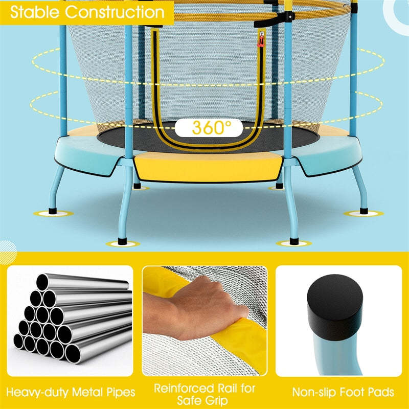 48” Kids Trampoline ASTM Approved Toddler Trampoline with All-round Enclosure Net & Large U-Shaped Access for Outdoor Indoor