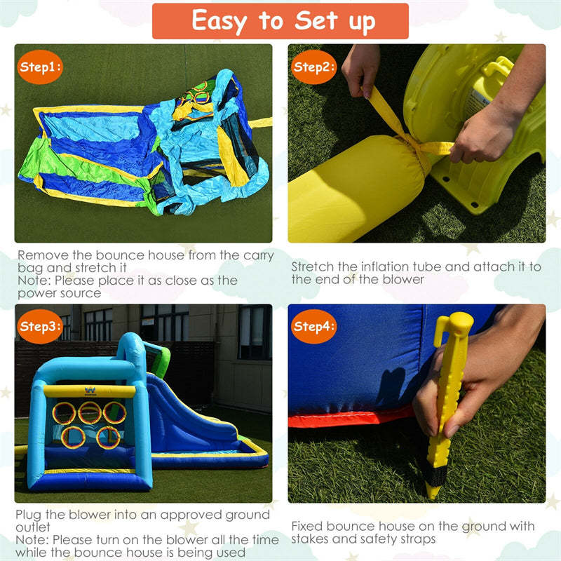 5 In 1 Inflatable Bouncy Castle With Slide Jumping Area Climbing Wall