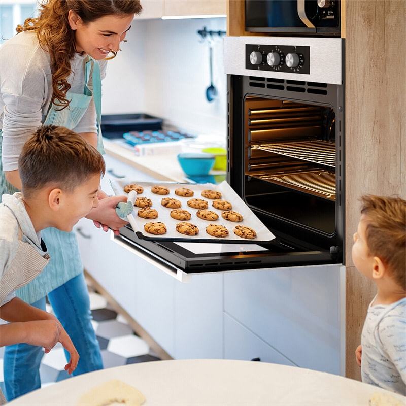24" Electric Single Wall Oven, 2300W Built-in Wall Oven with 2.47 Cu. Ft. Capacity, 5 Cooking Modes, 360° Hot Air Circulation, Stainless Steel