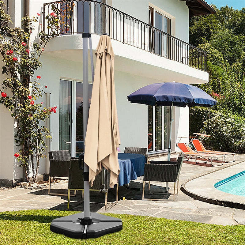 4 Piece Cantilever Offset Umbrella Base Weight, 195lbs Sand-Water Filled Umbrella Weight Plate for Poolside, Backyard, Garden