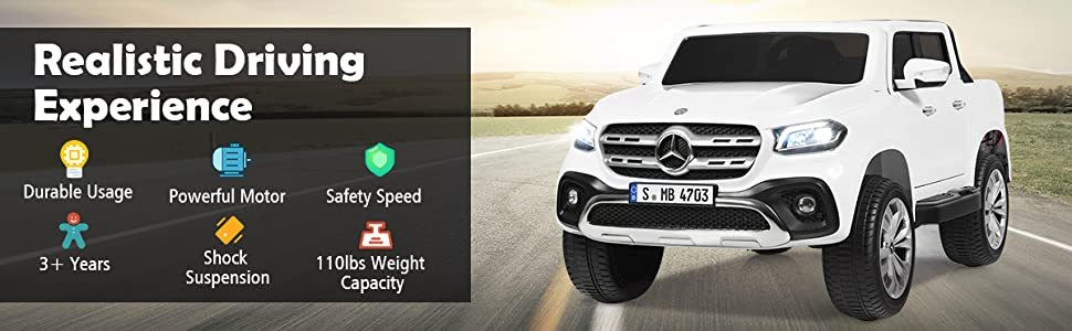 12V 2-Seater Kids Ride On Truck Car Licensed Mercedes Benz X Class RC with Remote Control