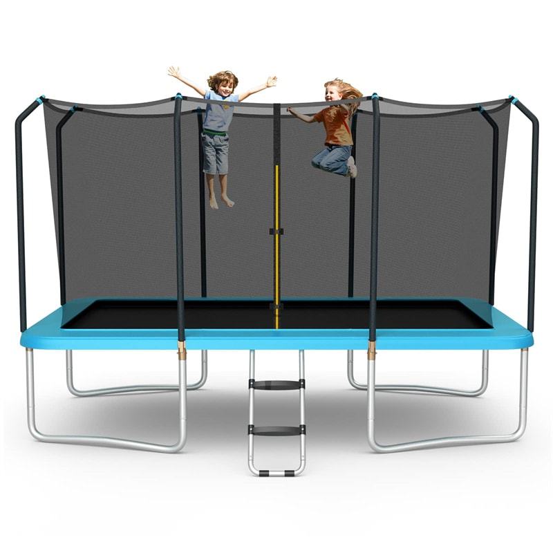 8x14FT Rectangular Trampoline for Kids & Adults, ASTM Certified Outdoor Trampoline with Safety Enclosure Net & Ladder, 440 LBS Load Capacity
