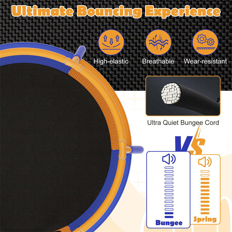 48" Round Mini Kids Trampoline Outdoor Indoor Toddler Trampoline with Enclosure Net & Heavy-duty Metal Frame U-shaped Legs