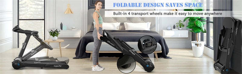 2.25 HP Folding Treadmill Running Cardio Training Machine with LED Touch Display & APP Control