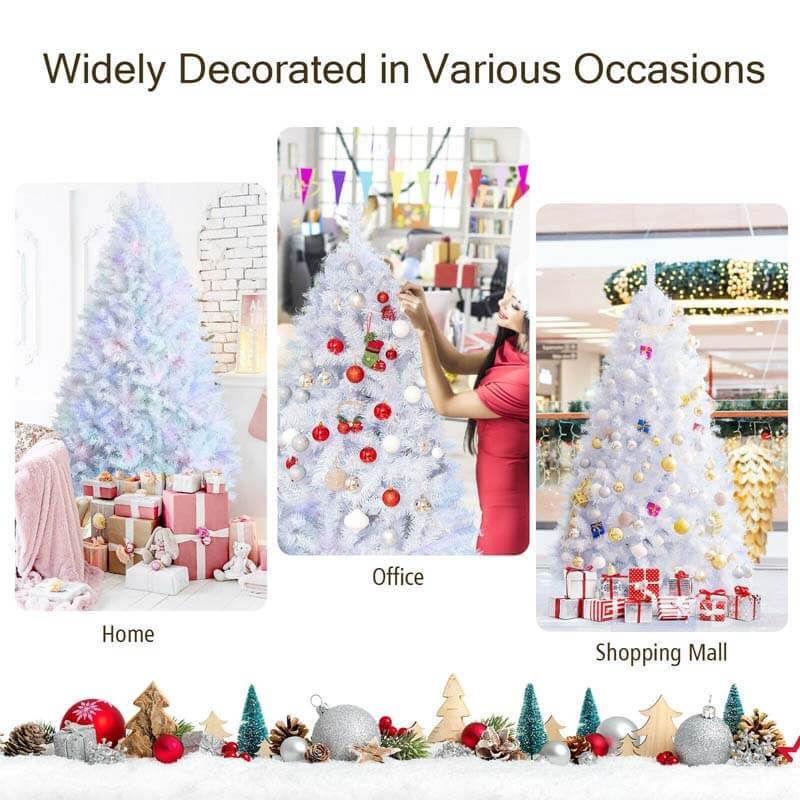 7ft White Iridescent Tinsel Artificial Christmas Tree with Metal Stand