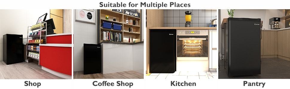 Compact Refrigerator 3.2 Cu.Ft Mini Fridge Reversible Door with Small Freezer & Removable Glass Shelves for Dorm Apartment Office