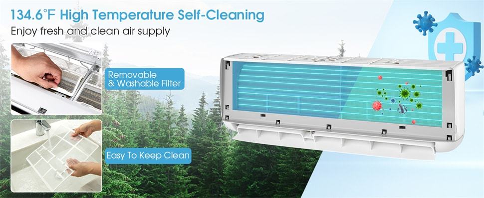 12000 BTU Mini Split Air Conditioner & Heater w/ Heat Pump, 20 SEER2 115V Wall-Mount Ductless Inverter AC Unit Cools up to 750 Sq.Ft, Installation Kit