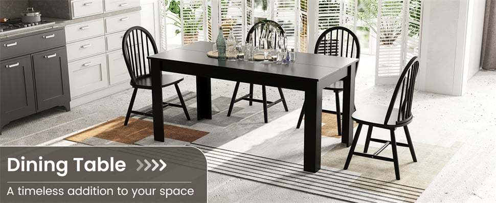 63" Rectangular Dining Table for 4-6 People, Farmhouse Wood Kitchen Table with Heavy Duty Legs, 330LBS Capacity for Living Room, Home Office