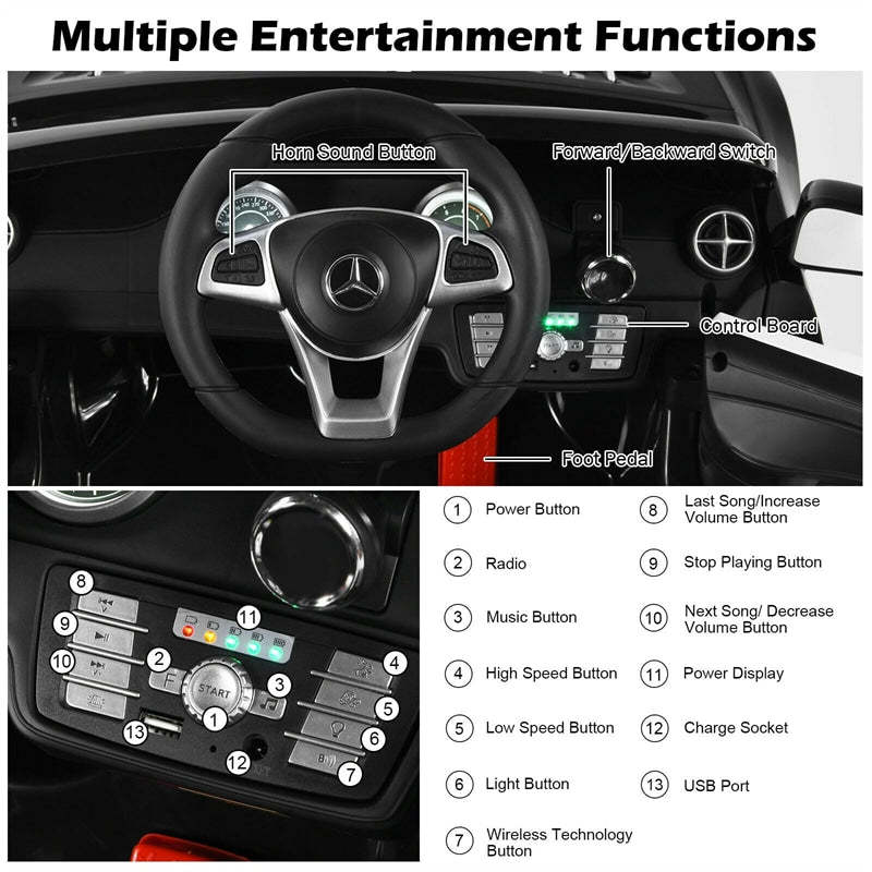 12V Kids Police Electric Ride On Car Licensed Mercedes-Benz SL500 with Remote