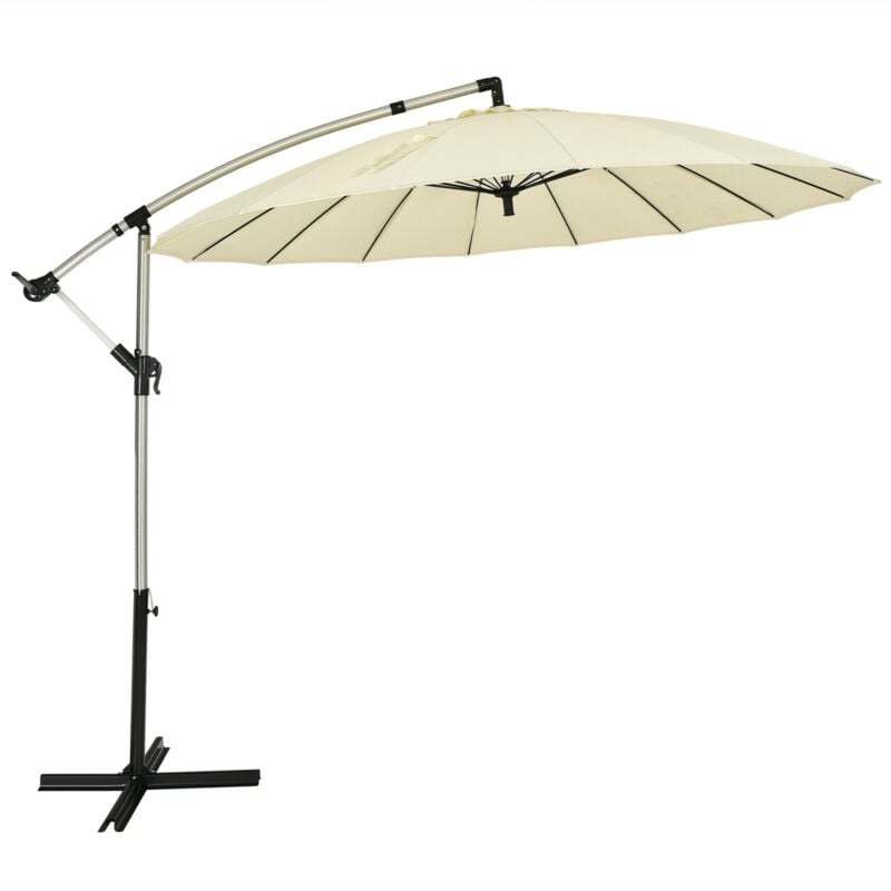 10 Ft Offset Hanging Patio Umbrella, Outdoor Cantilever Umbrella with Crank & Cross Base for Backyard, Poolside, Lawn, Garden
