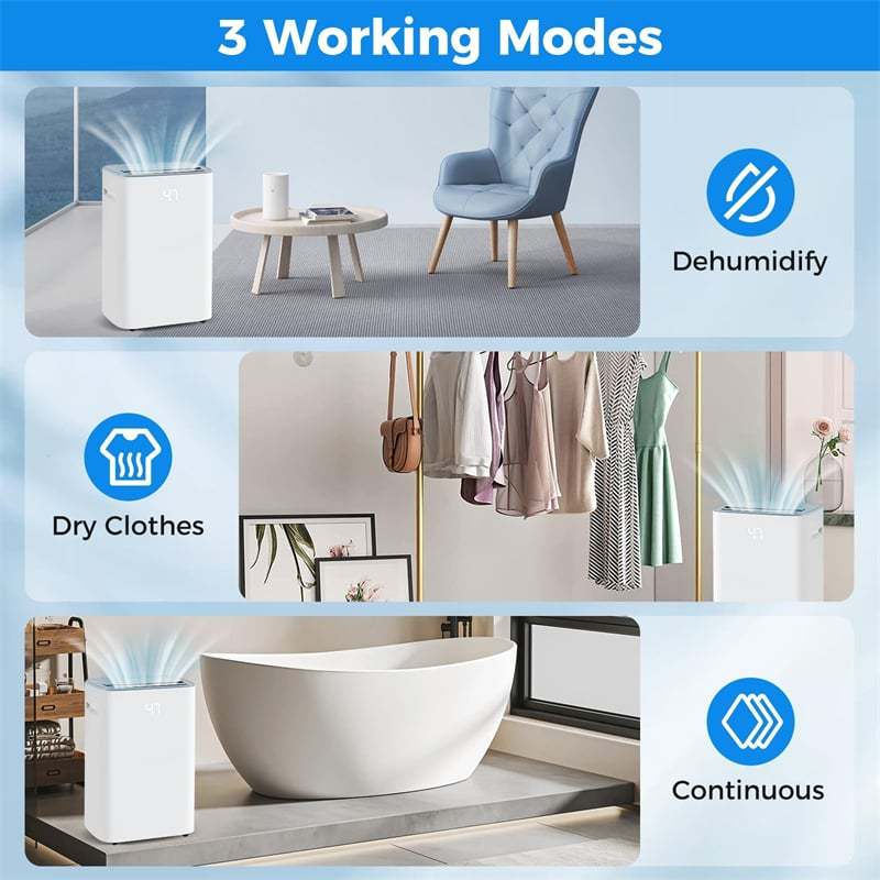 52 Pint Dehumidifier for Basement, 4500 Sq.Ft Portable Dehumidifier with Drain Hose, 24H Timer, Auto Defrost & Clothes Drying Mode for Bedroom Garage