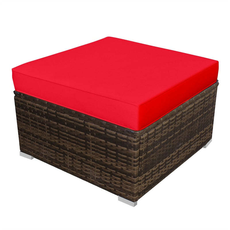 5-Piece Outdoor Rattan Chaise Lounge Set with Ottomans, Coffee Table & Washable Cushions, Patio Sectional Sofa Set for Backyard, Poolside