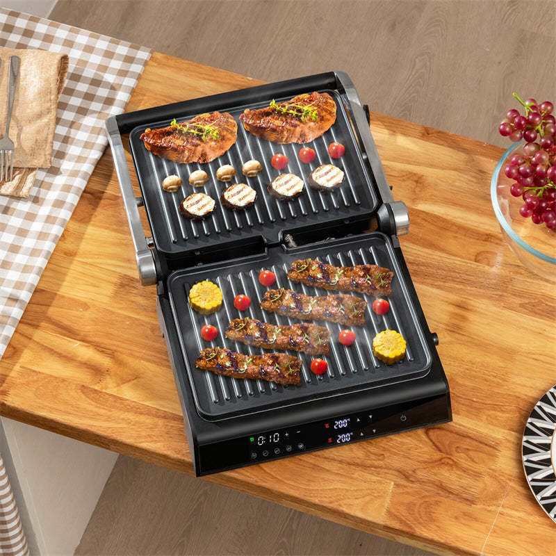 3-in-1 Electric Panini Press Sandwich Maker Indoor Grill with Non-Stick Double Sided Plates & 5 Auto Cooking Mode
