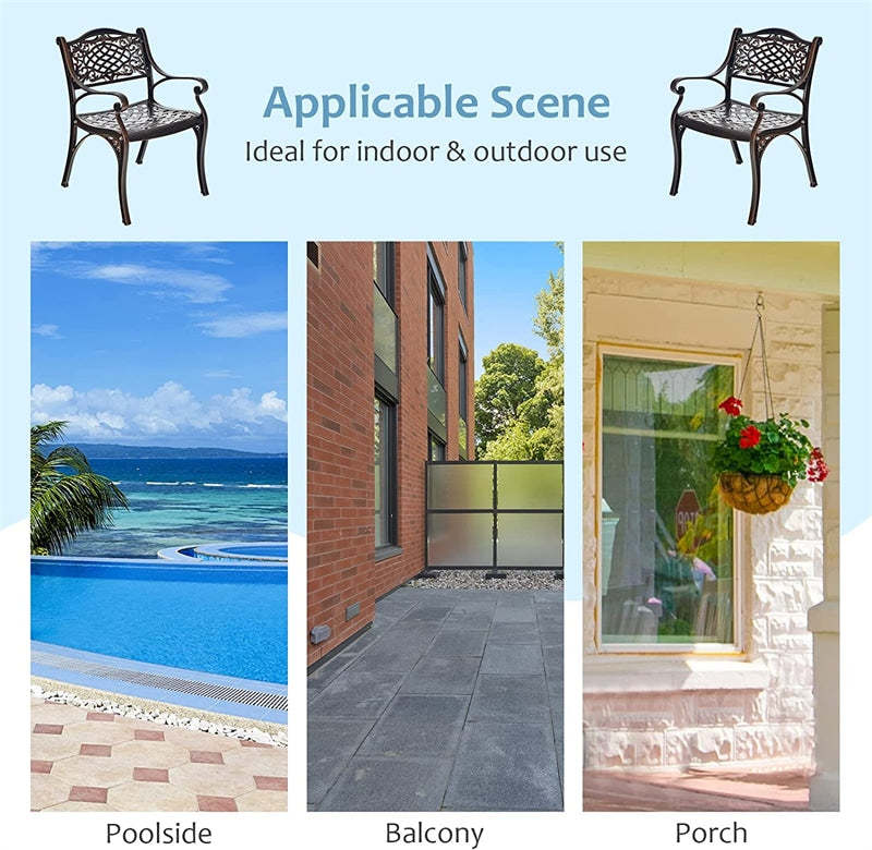 2-Piece Outdoor Armchairs Cast Aluminum Patio Bistro Chairs with Armrests